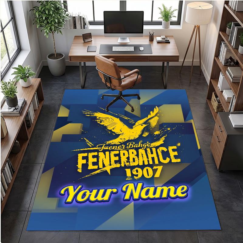 Crystal Velvet Rug Fenerbahçe FC Print Custom Name Text Floor Mat Home Decor