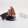 Needle Womens Silver Buckle Slim Belt Premium Minimalist Accessory Versatile