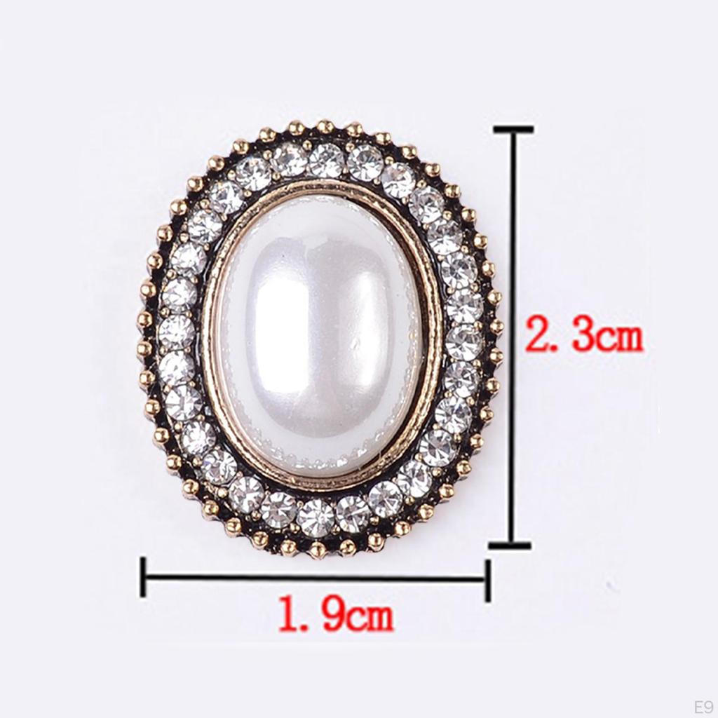 5 Pieces Alloy Rhinestone Buttons, Flat Back Brooch Buttons Sparkly Bling Sew on Clothing