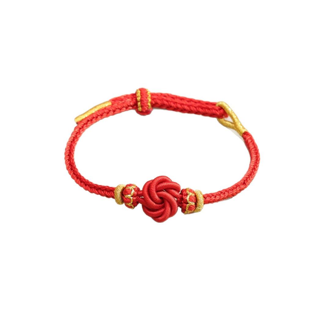 Mandala Red String DIY Hand-Woven Bracelet: Compatible with Beads & Gold Ornaments