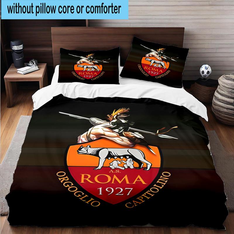 Set Biancheria da Letto Stampato 3 Pezzi Wolf Football Club Roma Copripiumino Chiusura Include 1 Copripiumino & 2 Federe Set Biancheria da Letto Arredamento Casa Regali