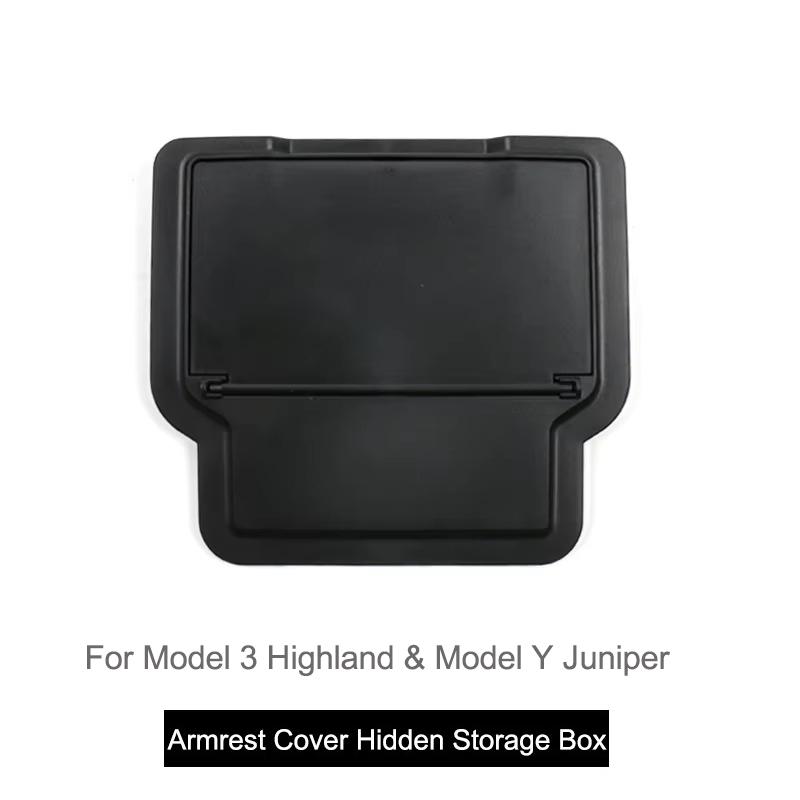 For Tesla Model Y Juniper Model 3 Highland Center Control Armrest Box Organizer Double Layer Box ABS+TPE Layered Storage Box