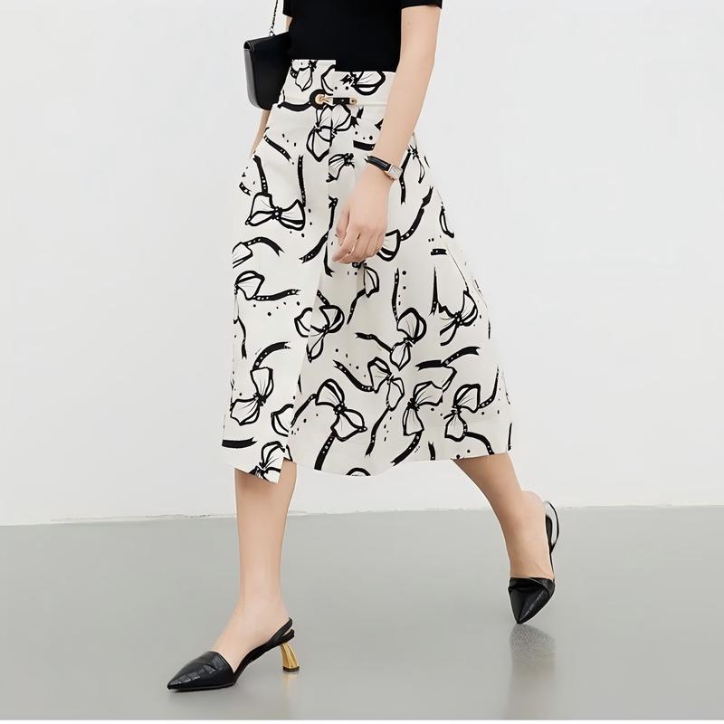 Gaojin Mid-Length Fashion Irregular Print Skirt L