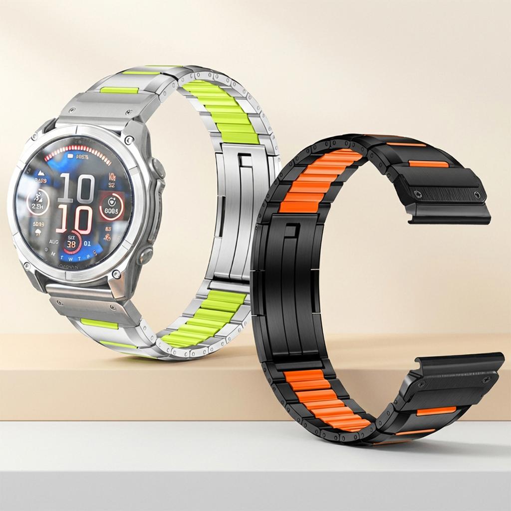 22/26mm Stainless Steel Silicone Band for Garmin Fenix 8 47/51mm 7 7X Pro 6 6X QuickFit Bands for Epix Gen2 Marq Bracelet Strap
