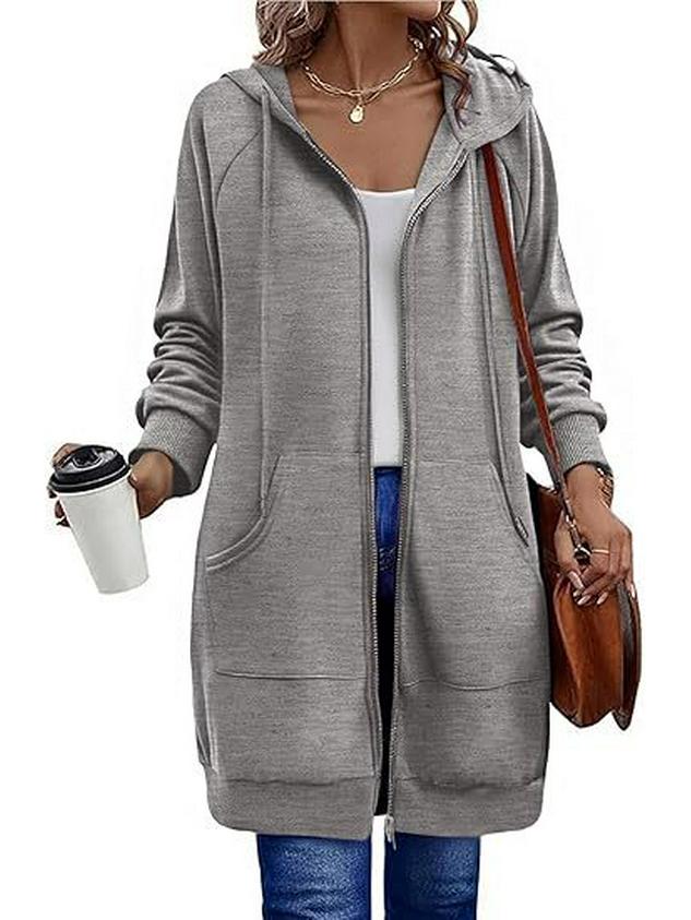 Women's Oversized Fleece Zip-Up Hoodie Sweatshirt - Autumn 2025 Jacket Coat