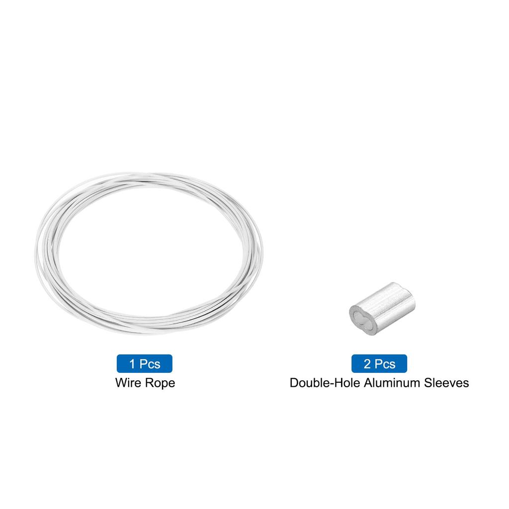 uxcell 16Ft (5M) Wire Rope 304 Stainless Steel Cable 1/24" (1mm) Vinyl Coated with