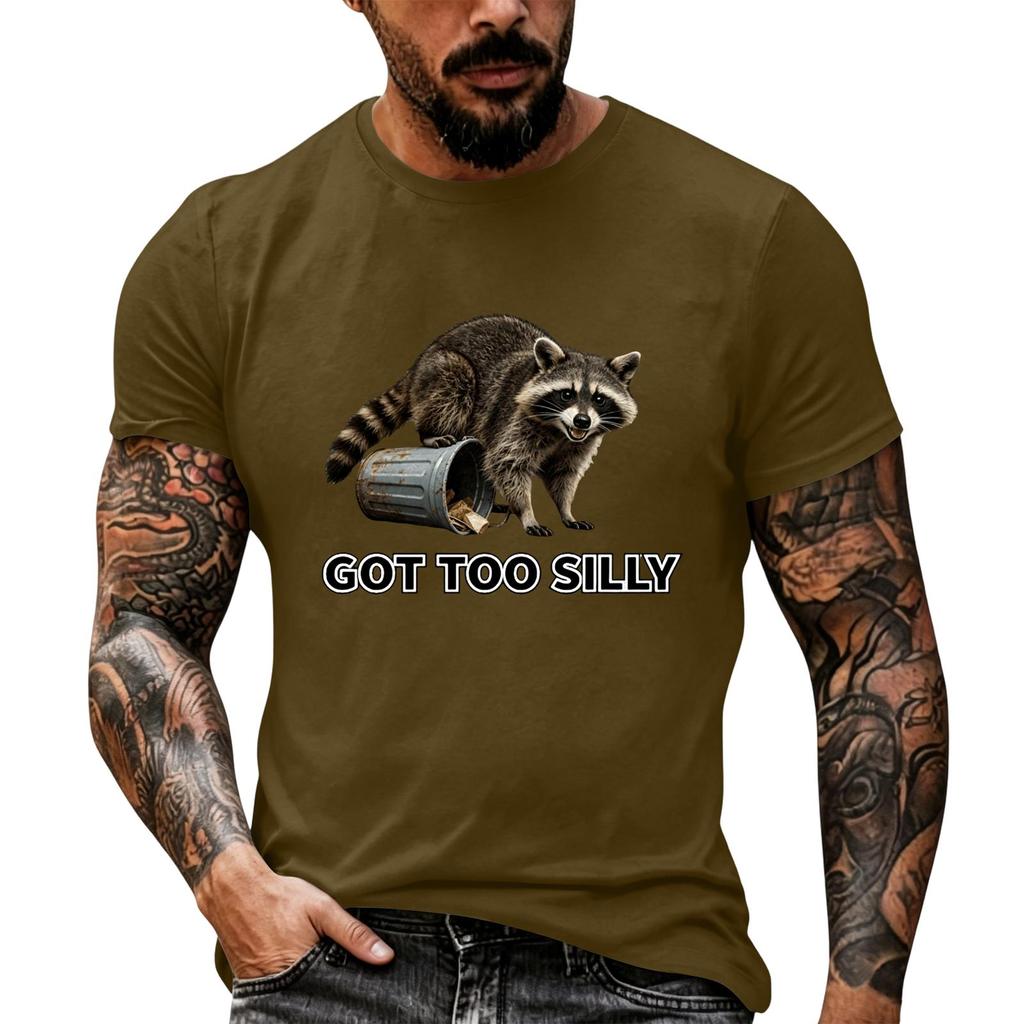 Men's Funny Animal Saying Print Vintage T-Shirt, Loose Breathable Summer Casual Top