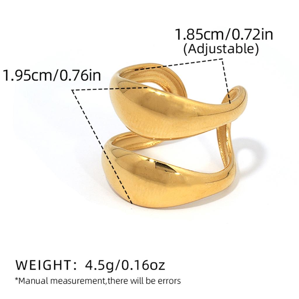 Stainless Steel Geometric Opening Rings for Women Men Adjustable Multi Layer Hollow Waterproof Rings Banquet Jewelry Accessories
