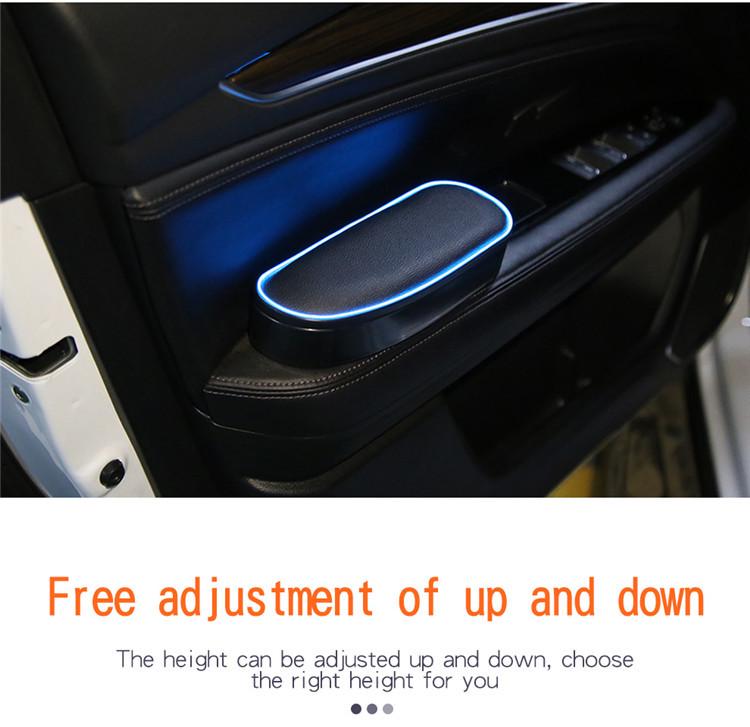 Universal Car Door Storage Box with Light: Left Elbow Rest and Armrest Pad