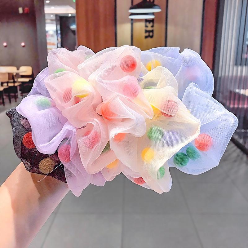 Woman Colorful Hairball Hair Ties Scrunchies Girls Elastic Hairband Hair Accessories Rope Headwear Rubber Band Ponytail Holders