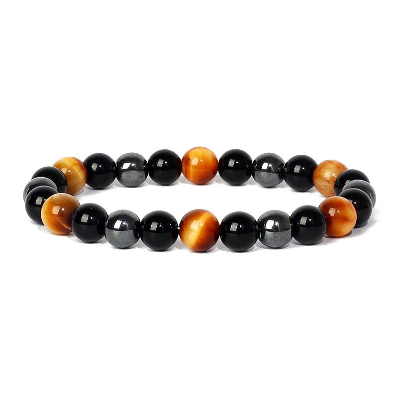 Facted Obsidian Hematite Tiger Eye Bracelets for Magnetic Health Protection Soul Jewelry Nature Stone Beads Bracelet Men Pulsera