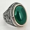 Accessories: Oval Emerald Gemstone Ring Men'S Openwork Vintage Pattern Fashion Ring