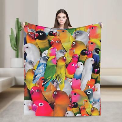 Cute Birds Parrot Blanket Quality Cozy  Bedding Throws Winter Plane Travel Living Room Fashion Bedspread