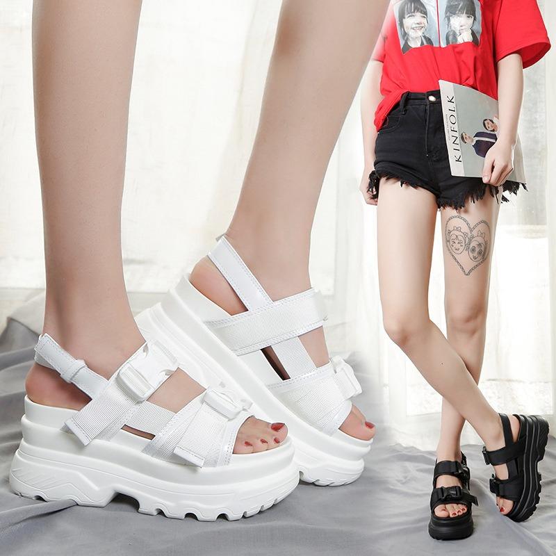 Sandali Casual Estivi Muffin Bottom Open Toe Tacco Inclinato Scarpe da Donna Taglia Grande Scarpe Romane