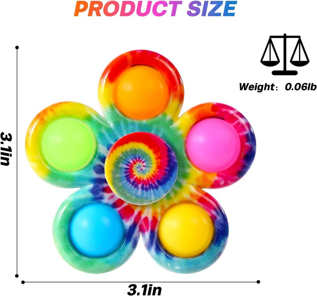 Non-Toxic Fidget Spinner Sensory Pops Finger Toys Tie Dye Simple Push Bubble Hand Spinner For Adhd Autism Anxiety Stress Relief Gifs