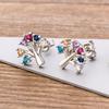 Nidin Luxury Female Crystal Zircon Stone Earrings Fashion Copper CZ Rainbow Jewelry Romantic Boho Stud Earrings For Women Girls