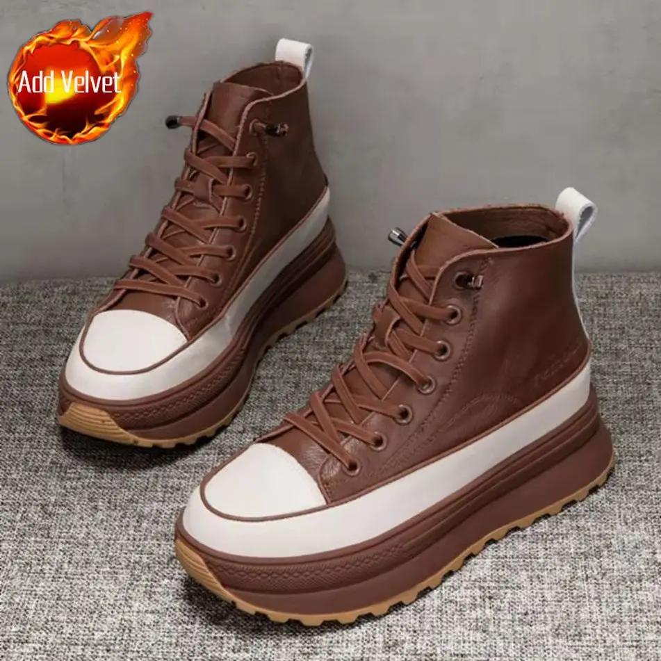 Ankle Boots for Women with Laces Booties High Platform Lace-up Woman Short ShoesChunky Footwear Comfortable and Elegant Y2k Hot