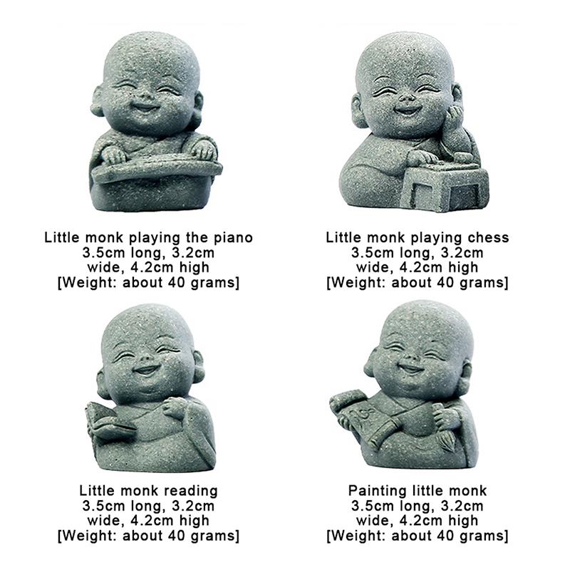 1/4Pcs Home Decor Cute Stone Little Monk Statues With Serene Zen Vibes Ornament For Meditation Space Desk Meaningful Gifts