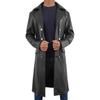 Popular German officer uniform WWII classic black long leather trench coat jacket for men