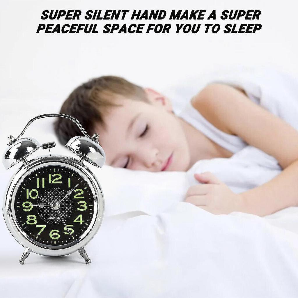 3 Inches Twin Bell Super Loud Alarm Clock with Nightlight for Heavy Sleepers Bed Desktop Student Decor