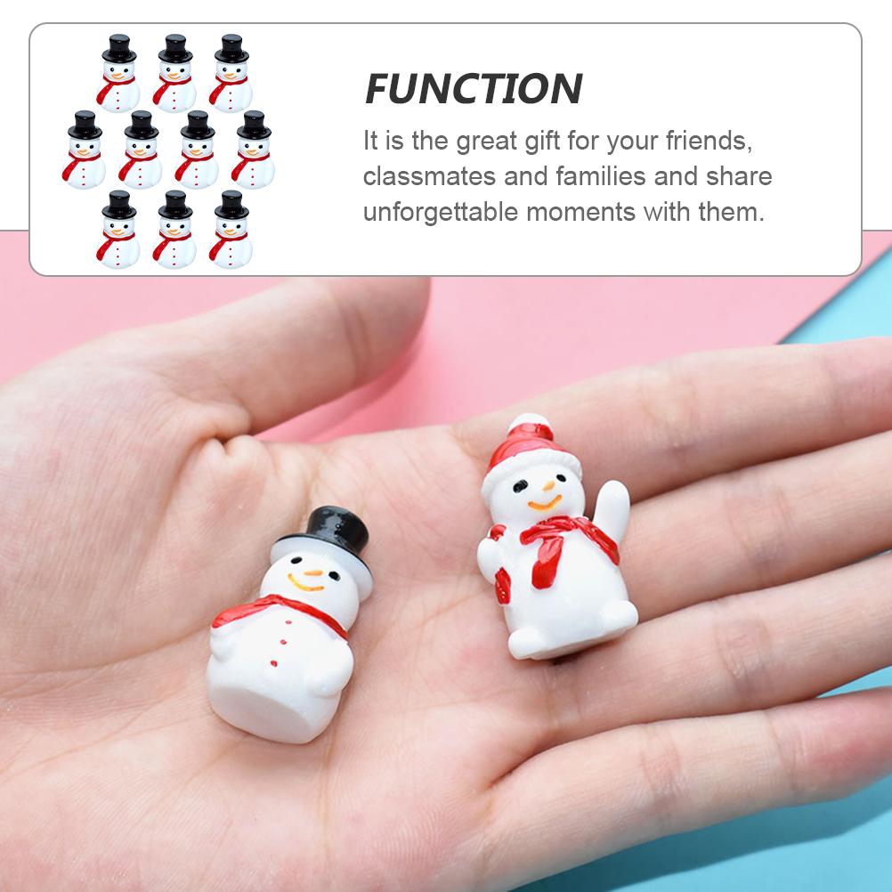 10 Pcs Mini Snowman Santa Outdoor Christmas Decor Miniature Decorations Ornament Micro Landscape Small