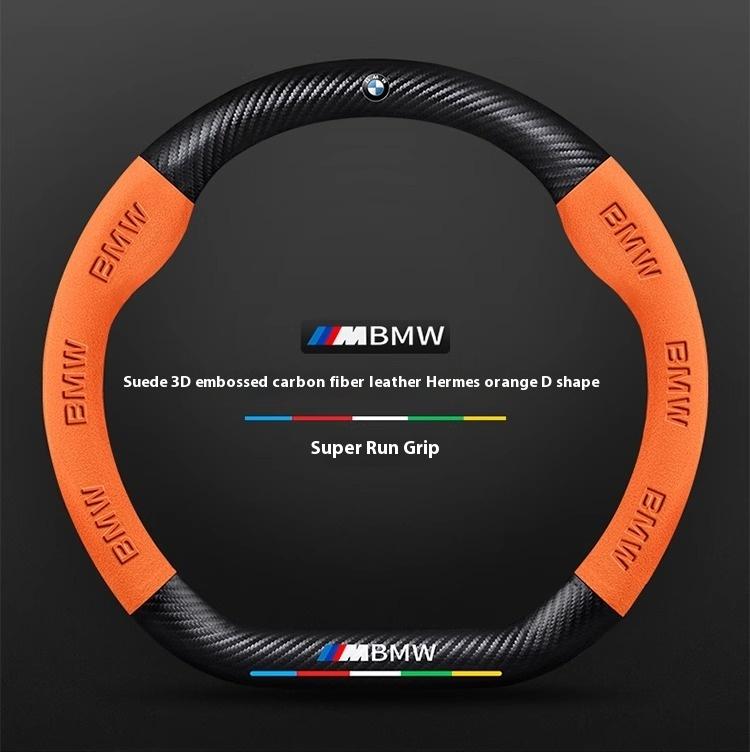 For BMW M X1 X3 X5 X6 G20 G30 E36 E39 E46 E87 E92 F10 F15 F20 F25 F30 Carbon Suede Leather Car Steering Wheel Cover Accessories