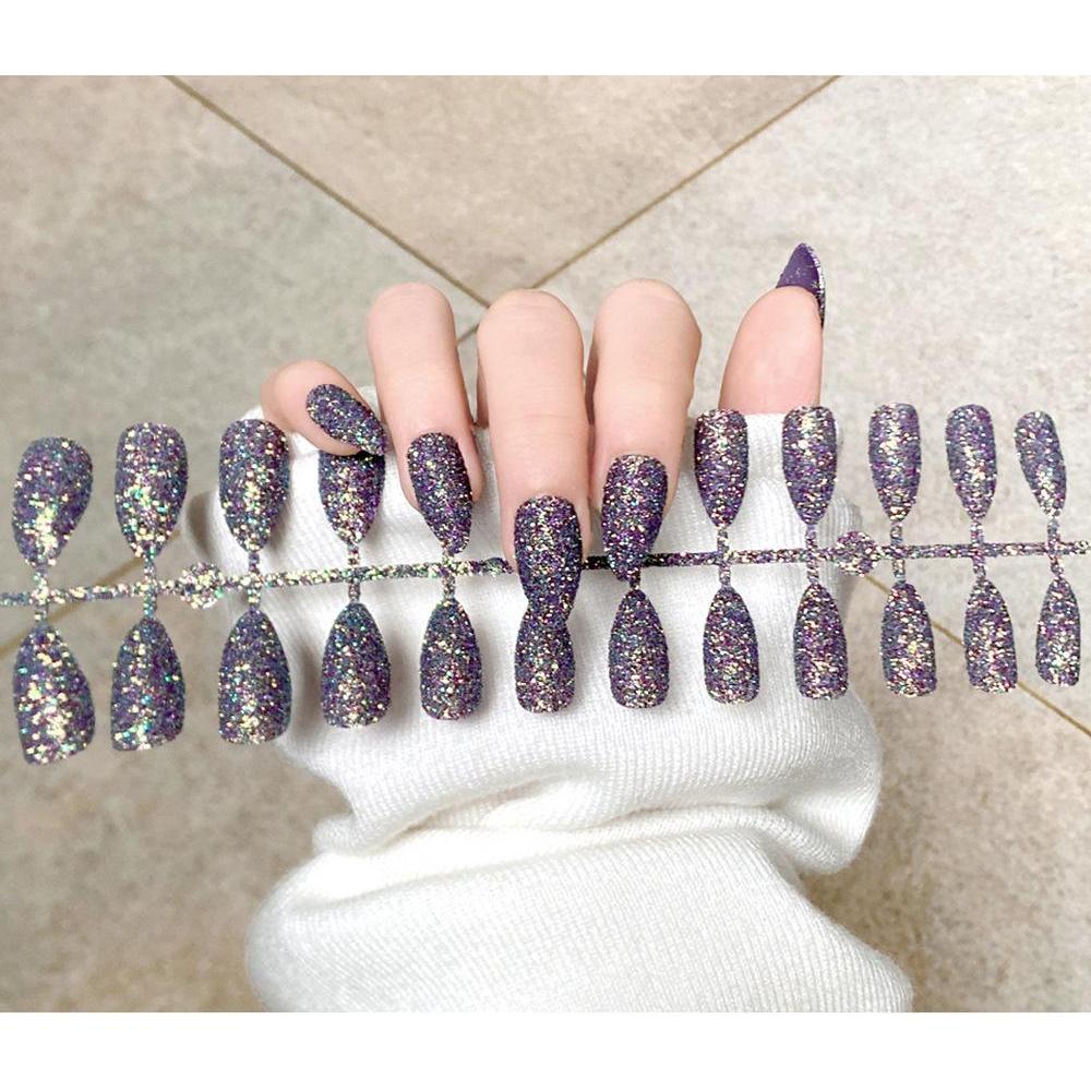 

24 шт./компл., накладные ногти, наклейки для ногтей, блестящие ногти, сделай сам, быстрые ногти