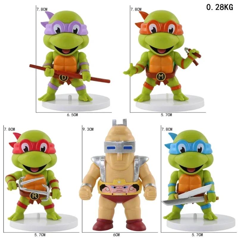 

5 Pcs/Set Teenage Mutant Ninja Turtles Q Version Figure 8-10cm Raphael Donatello Action Figurine Anime Figure Ornaments Gift Toy