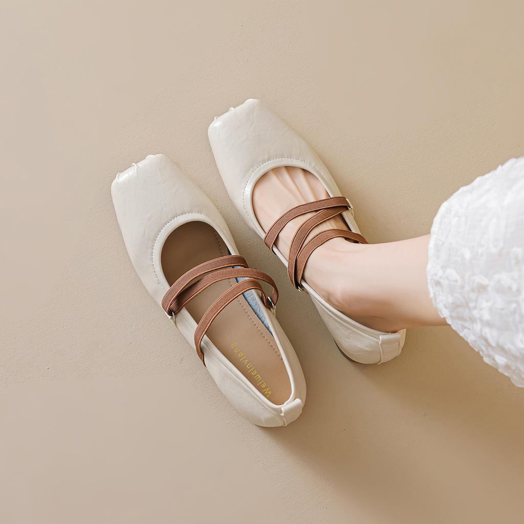 Ballet Mary Jane shoes women's new thick high-heeled light-mouth single shoes