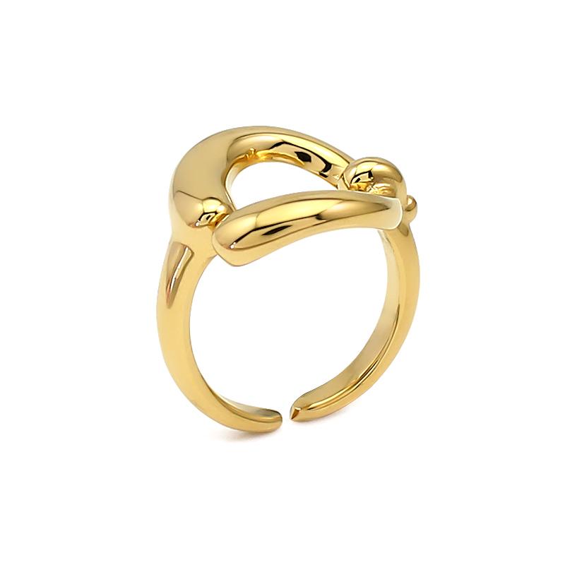 Modern Waterproof 18k Gold Plated Irregular Geometry Stainless Steel Rings Fashion Open Adjustable Ring for Women Jewelry