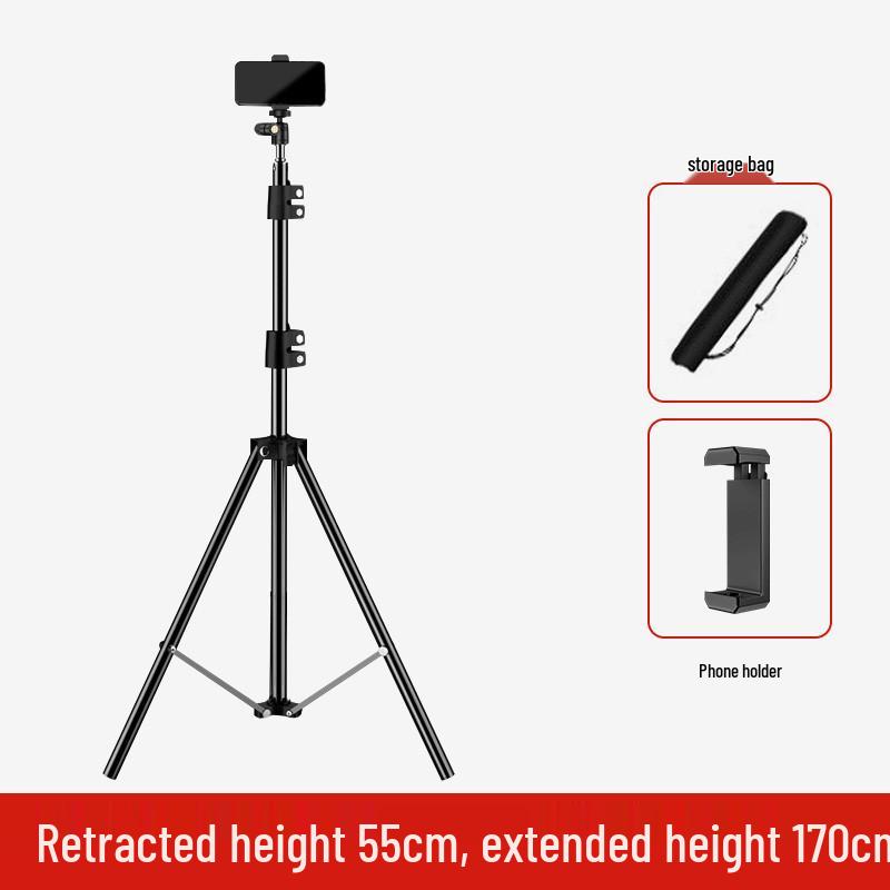 Rotating Floor-Standing Tripod with Fill Light for Mobile Live Broadcasting and Selfie