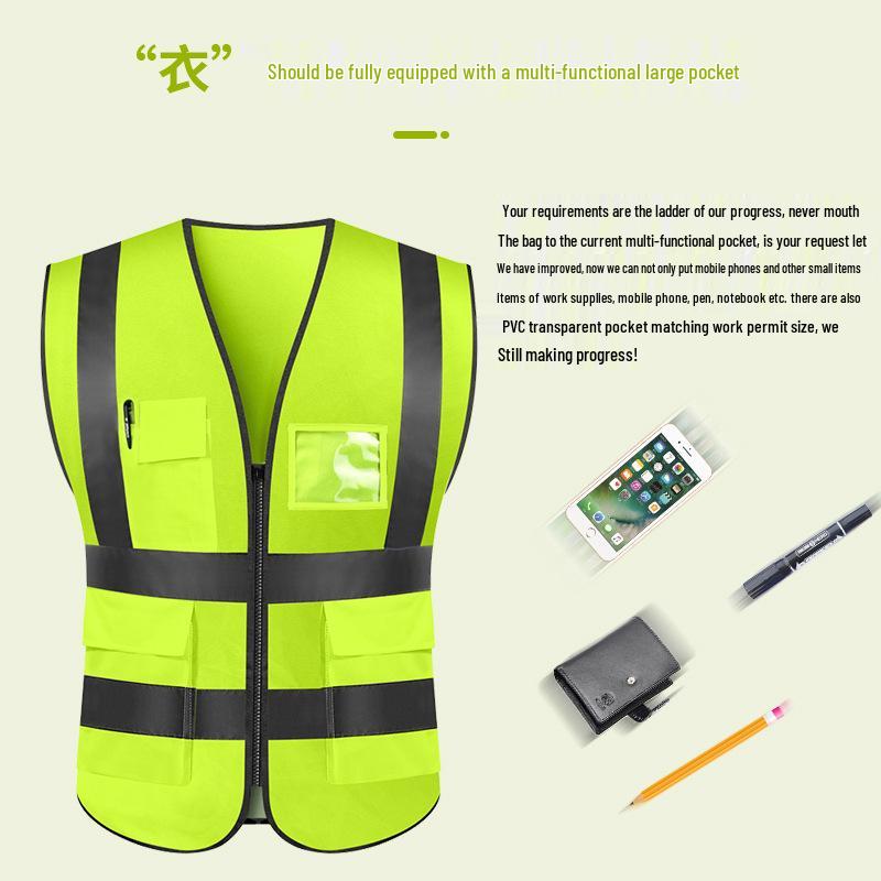 Fluorescent Reflective Safety Vest for Construction and Road Workers