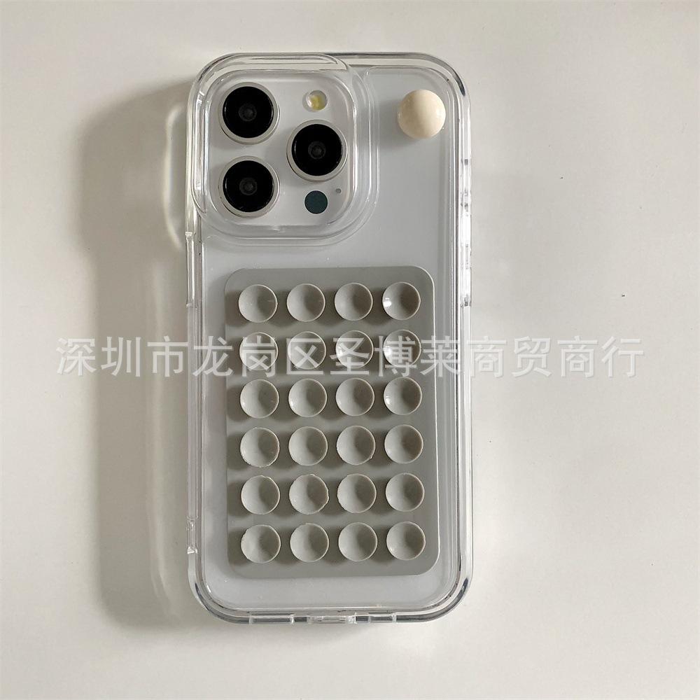 Simple and creative three-dimensional suction cup is suitable for iphone17promax Apple 15 mobile phone case niche new transparent