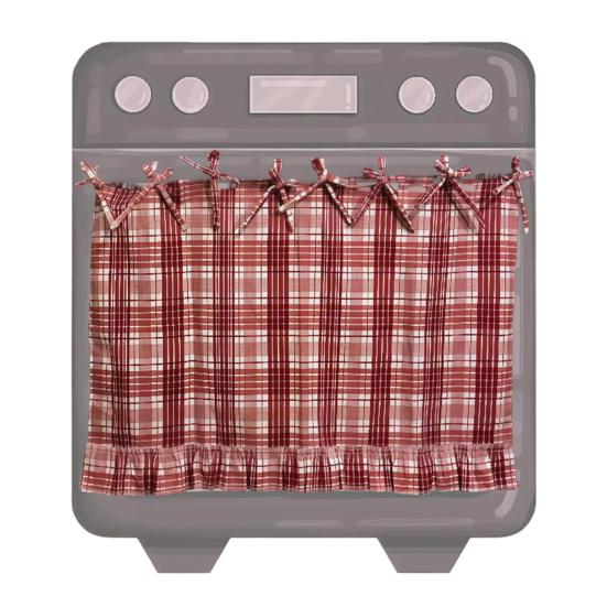 Oven Skirt Handmade Farmhouse Oven Cover with Ruffle Trim under Stove Easy Installation Oven Hideaway Curtain Kitchen Decor A