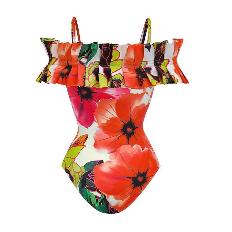 New Sexy One-piece Swimsuit Retro Spa Swimsuit Chiffon Beach Skirt Suit