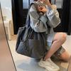 Simple Drawstring Bundle Handbag Casual Large Capacity Student Class Versatile Retro Solid Color Canvas Bag Women