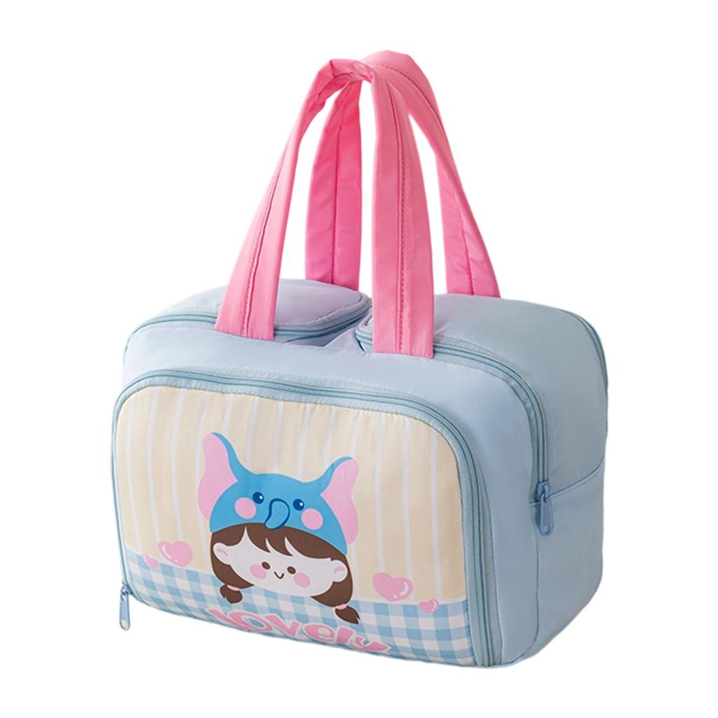 Spacious Multi Compartment Makeup Organizers With Cute Handle Durable Polyester Travel Cosmetic Case For Daily Use