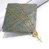 Nazareth Store Layered Cross Necklace for Women Classy 14K Gold Plated 18 Inch Necklace Saint Benedict Medal Protection Amulet Chain Gold Choker
