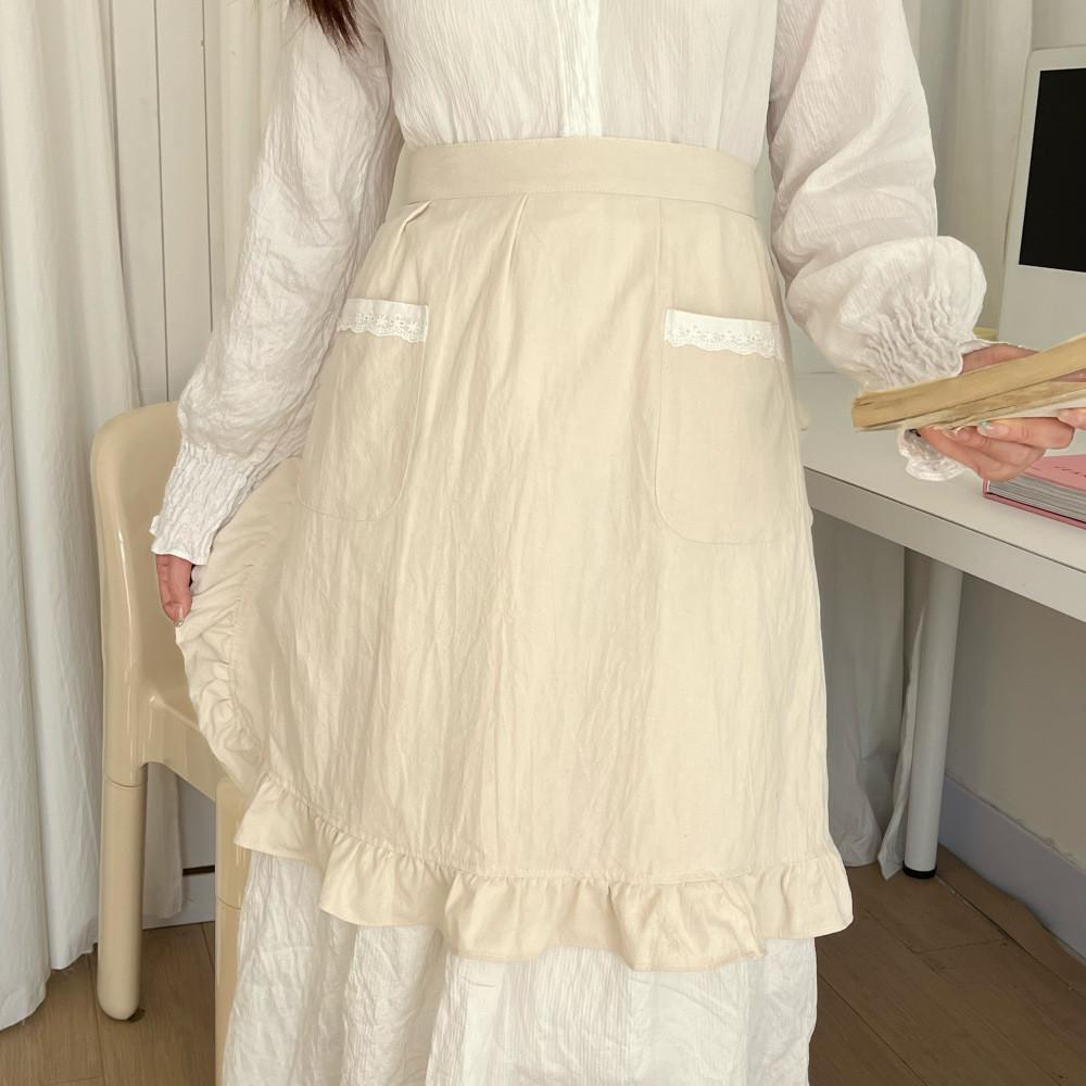 Tablier en Coton Imperméable avec Dentelle Design Mi-long pour la Cuisine Maison et l'Usage en Cuisine