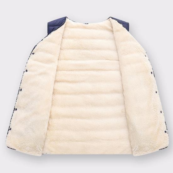 Far Vintervest Polstret plysj ensfarget Enkeltspent ermeløs kaldsikkert yttertøy Plus Size bomullsvest for utendørs