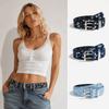 Vielseitiger Breiter Ledergürtel Luxuriöses Design Stern Ausgeschnitten Gürtel Mode Punk Denim Taillenband