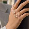 Gold Color Cubic Zirconia Rings Drop-shaped Gothic Style Rings Tassel Pendant Rings  Jewelry