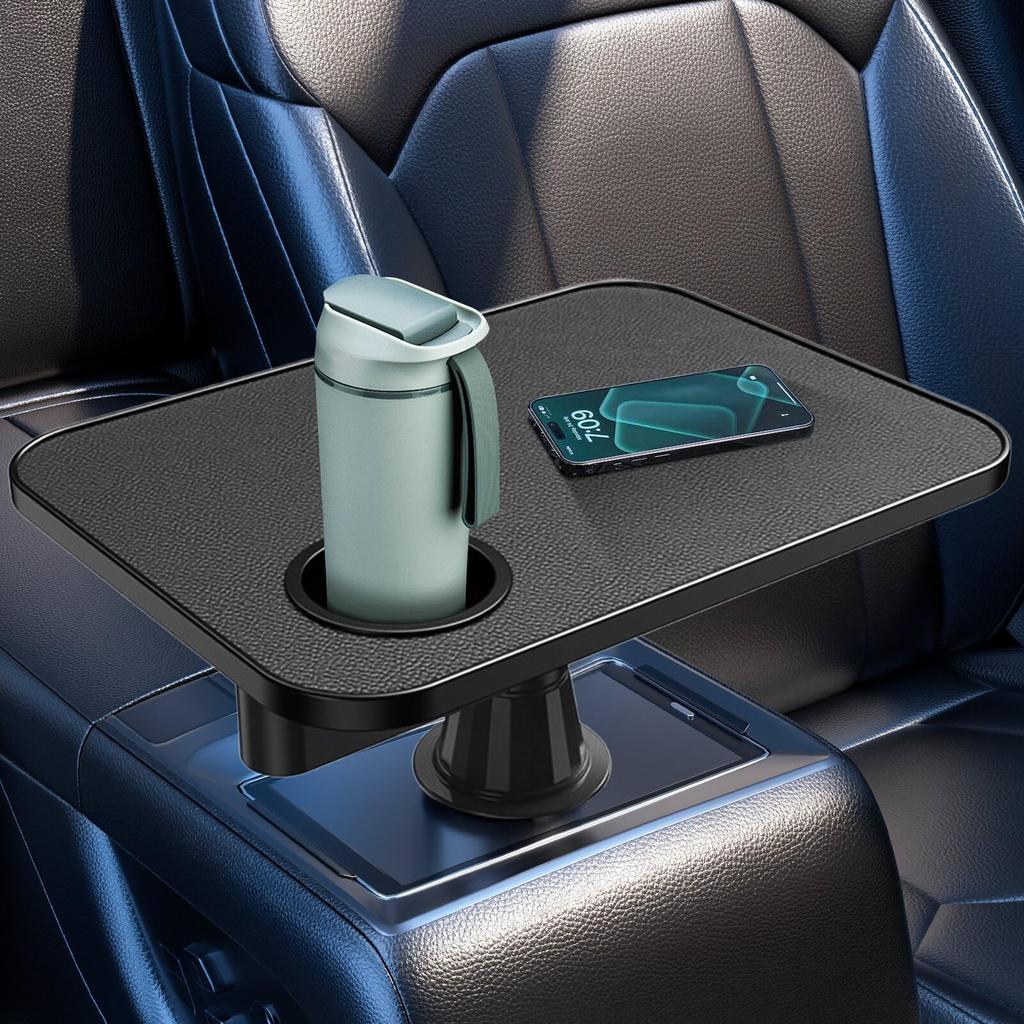 Car Tray& Car Desk for Laptop,Dual 360 Anti Slip Leather Surface, Food Tray,Cup Holder Table For Tesla Model Y/3/S, Ford F150