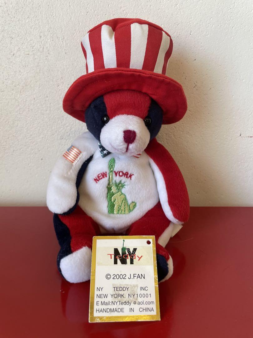 

[USED] Rare New York Teddy Bear 2002 Soft Plush American Flag Costume