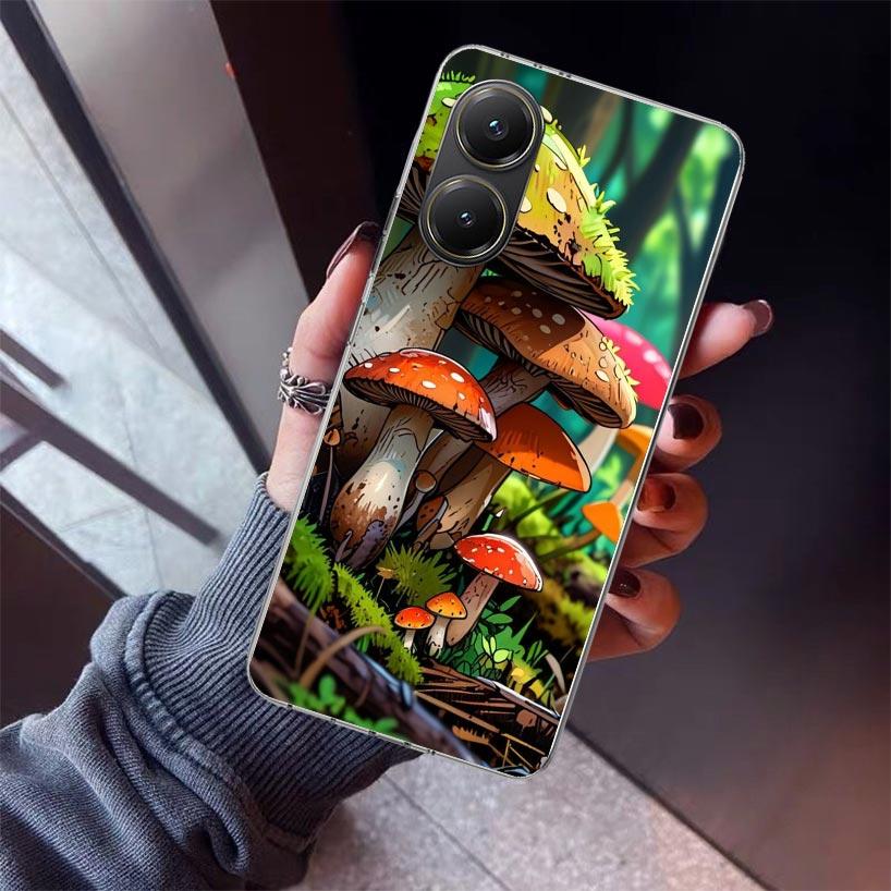 Colorful Mushroom Phone Case For Xiaomi Poco X7 X6 X5 Pro F7 Ultra Redmi 15C 15 13 13C 12 12C 10 10A 10C 9 9A 9C 9T Shell Poco X