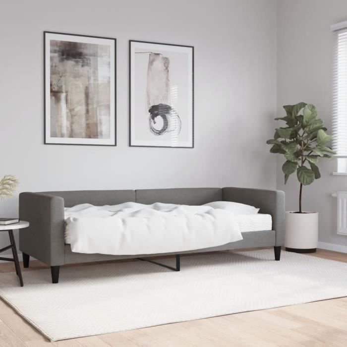 VidaXL Lit de jour avec matelas gris foncé 80x200 cm tissu 3196556