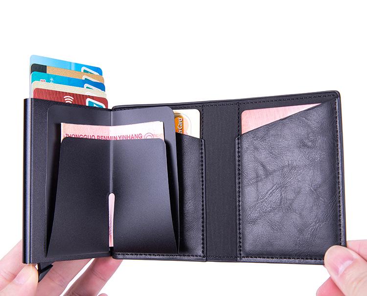 Anti-Theft RFID Aluminum & Stainless Steel Card Holder Leather Wallet.