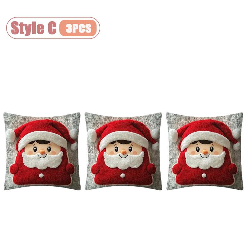 1-10PCS Christmas Pillow Cover Snowman and Reindeer Digital Print Sofa Cushion for Home Office and Living Room Holiday Decor