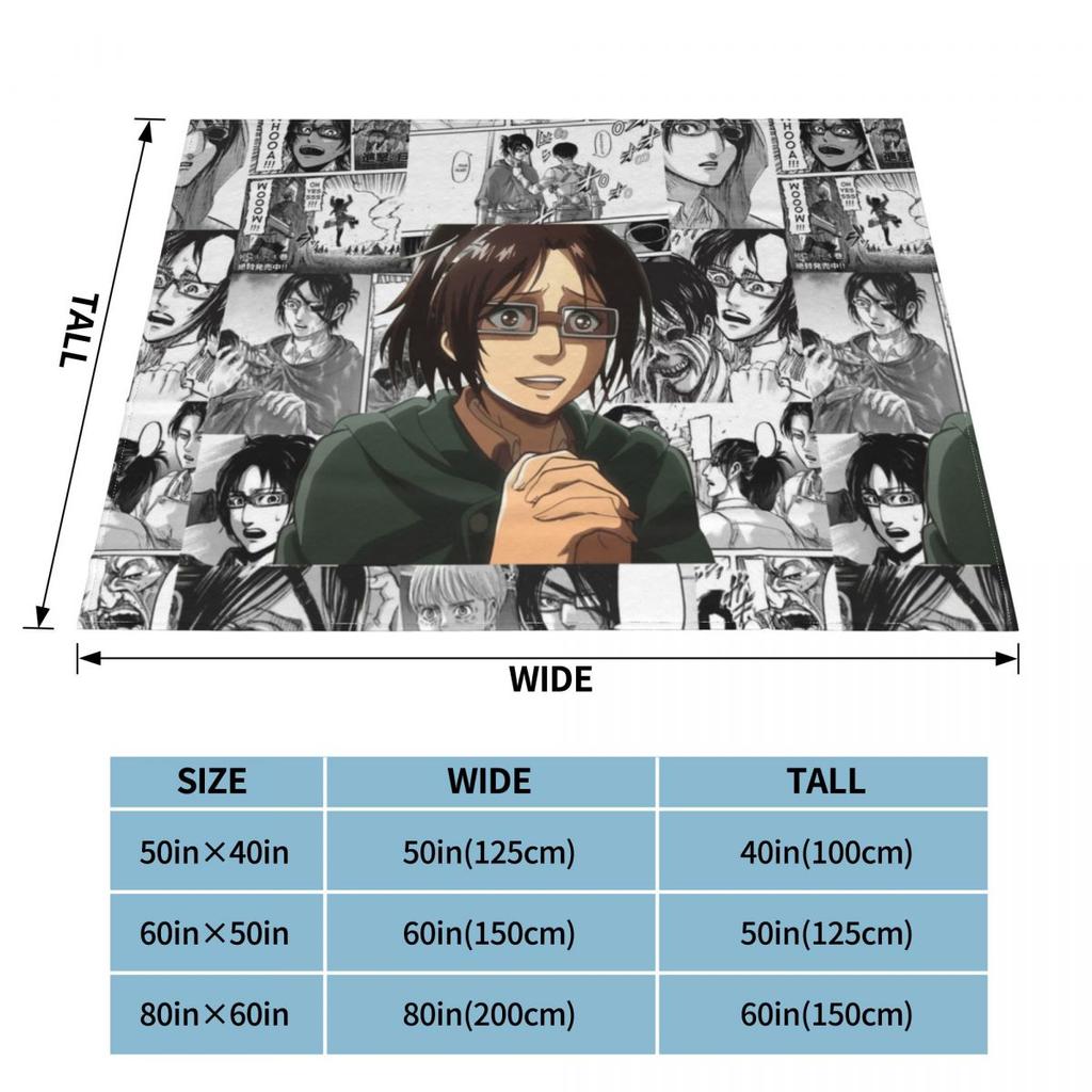 Attack On Titan AOT Hange Knitted Blanket Hange Zoe Manga Plush Throw Blanket Home Couch Printed Soft Warm Bedspread
