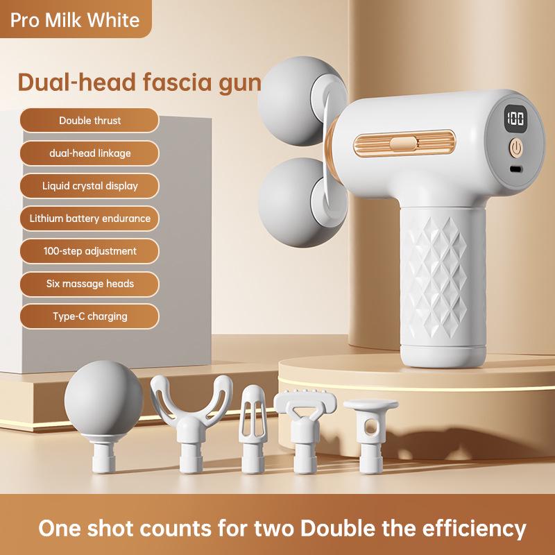Dual-Head Fascia Gun: Compact Muscle Massager with LED Display for Neck and Spine Relaxation